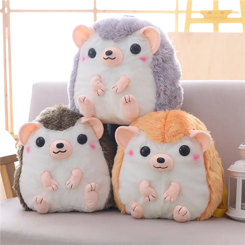 Fashion Cute Cartoon Hedgehog Shaped Children Kindergarten Student Plush Toy Backpack