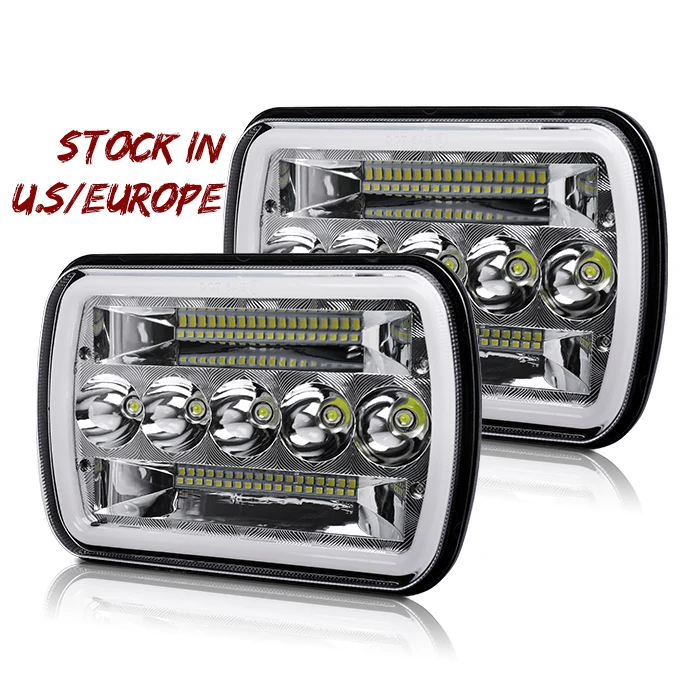 DOT SAE E9 72W High Low Beam Warning DRL H4656 H4651 H4652 H6545 4x6 inch Square Rectangular Led Headlight for Kenworth Trucks