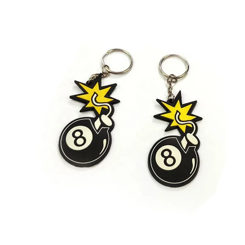xmlivet soft rubber Billiards Pool ball No8/9 design keychains Gifts for sport Keyrings Billiards accessories