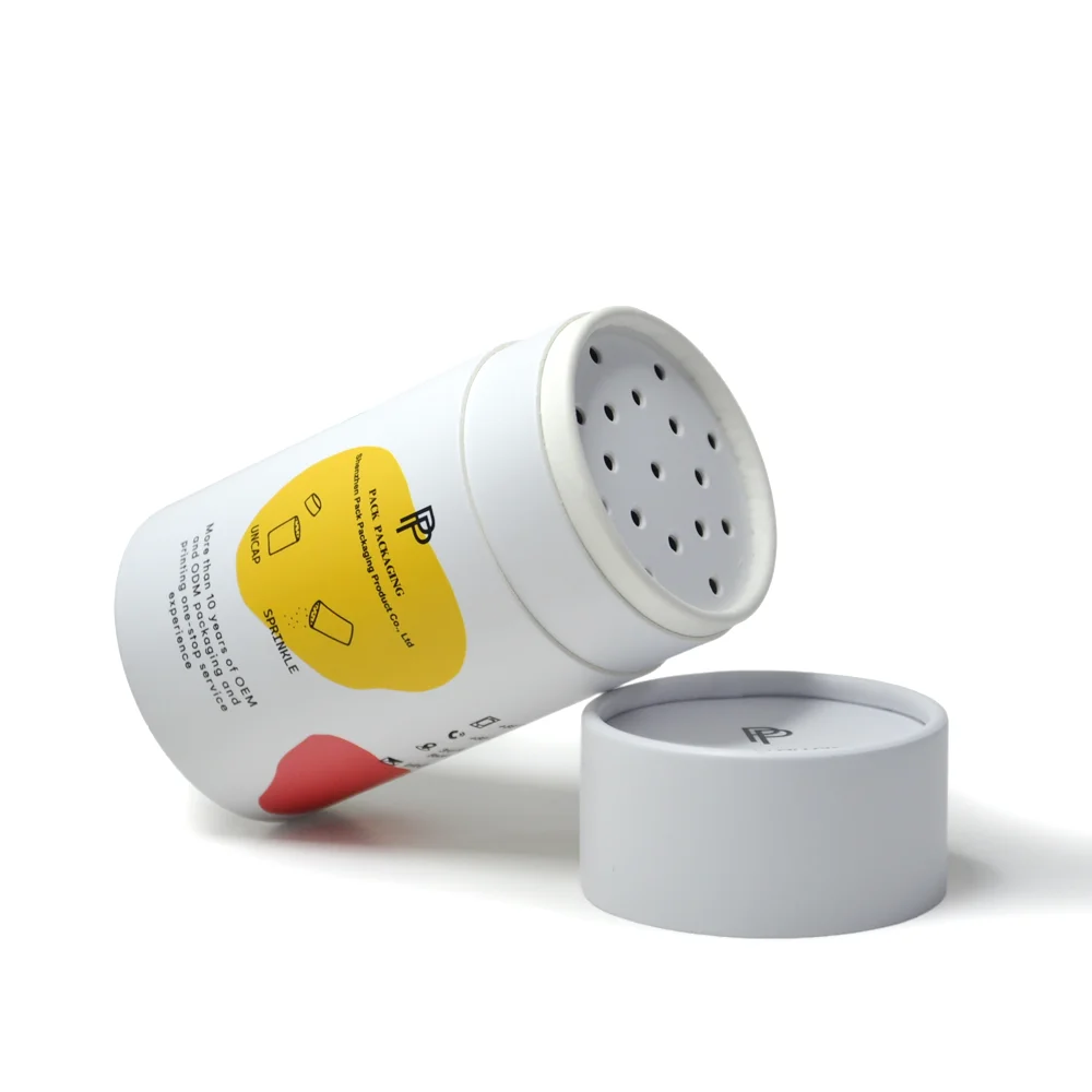 custom round cosmetic box cardboard paper tube powder packs spice containers packaging carton case kraft tube with lid