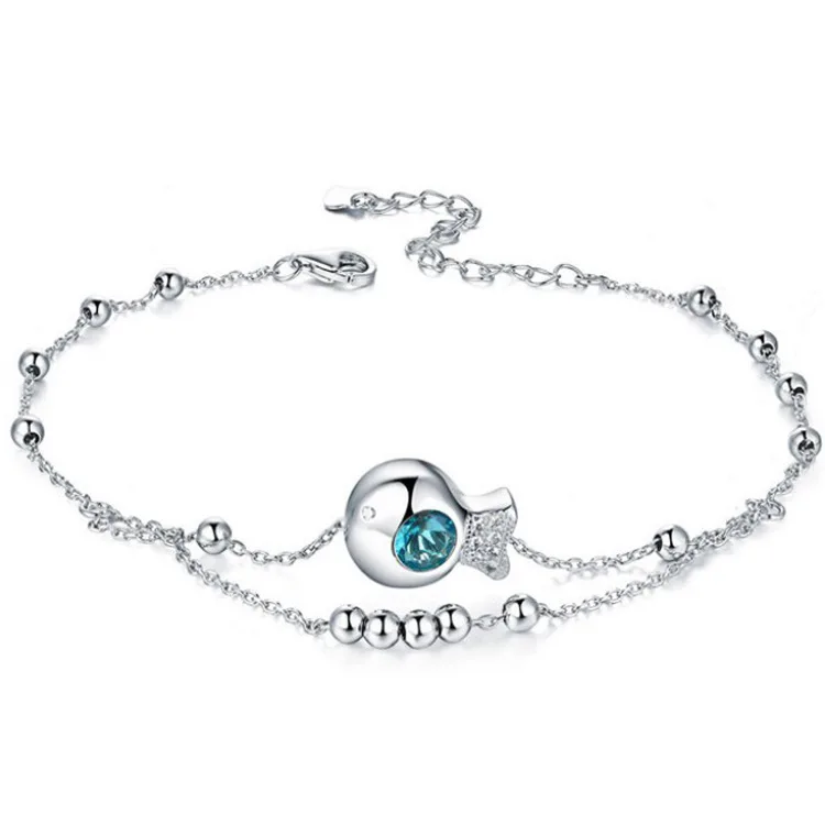 Little goldfish anklets foot jewelry 925 sterling silver anklets for women jewelry fashion foot anklet