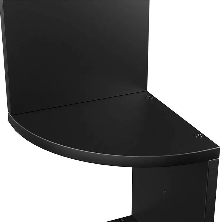 VASAGLE Zigzag Design Kitchen Bedroom Living Room 5 Tier Black Wall-Mounted Wooden Display Corner Shelf
