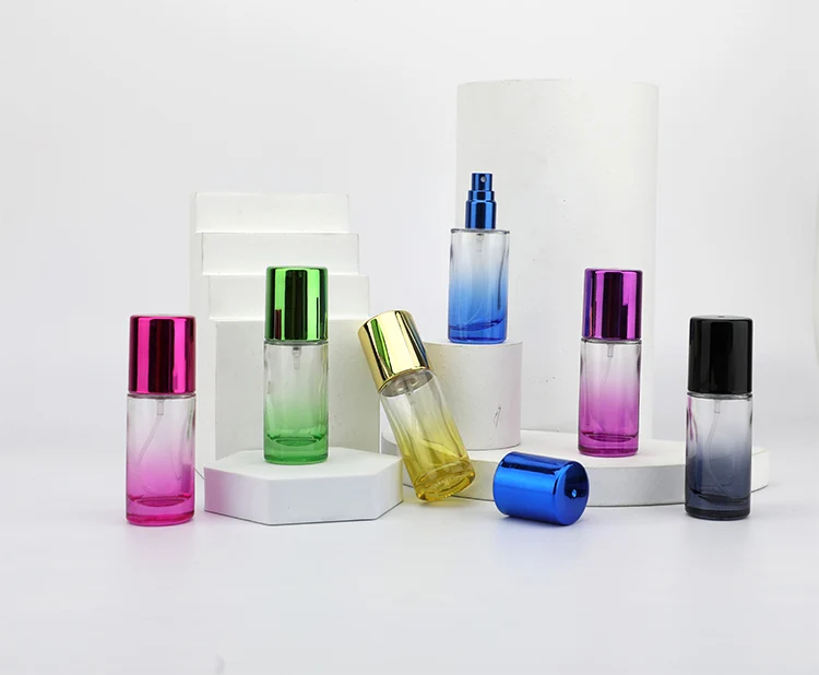 Refillable 15ml 1oz 2oz Matte Colorful Glass Fine Mist Spray Bottle With Spray Pump Cap