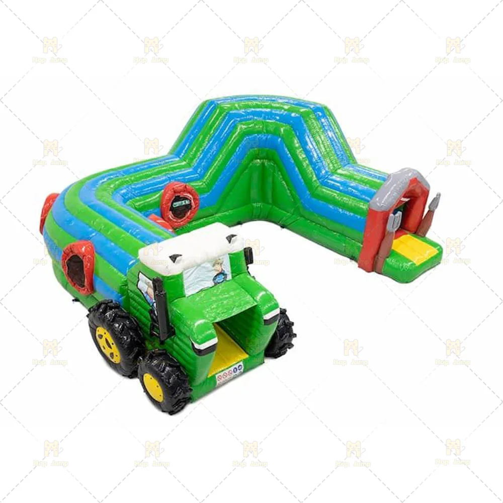 customized tractor t farm theme Inflatable Obstacle Course giant inflatable Obstacle Tunnel playground for kids