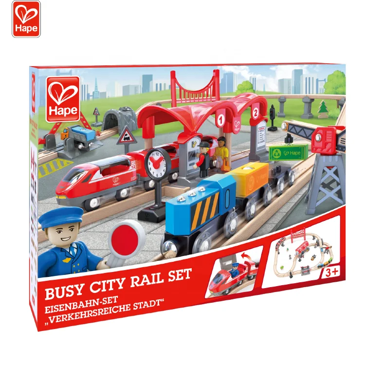 Дети железнодорожные пути игровые автоматы Городской железной дороги набор деревянная железная дорога