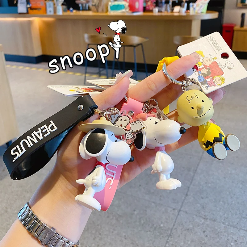 Baimao Genuine 2023 new cartoon Charley Dog doll key chain  Creative rubber 3D Snoopy Pendant PVC dog key ring