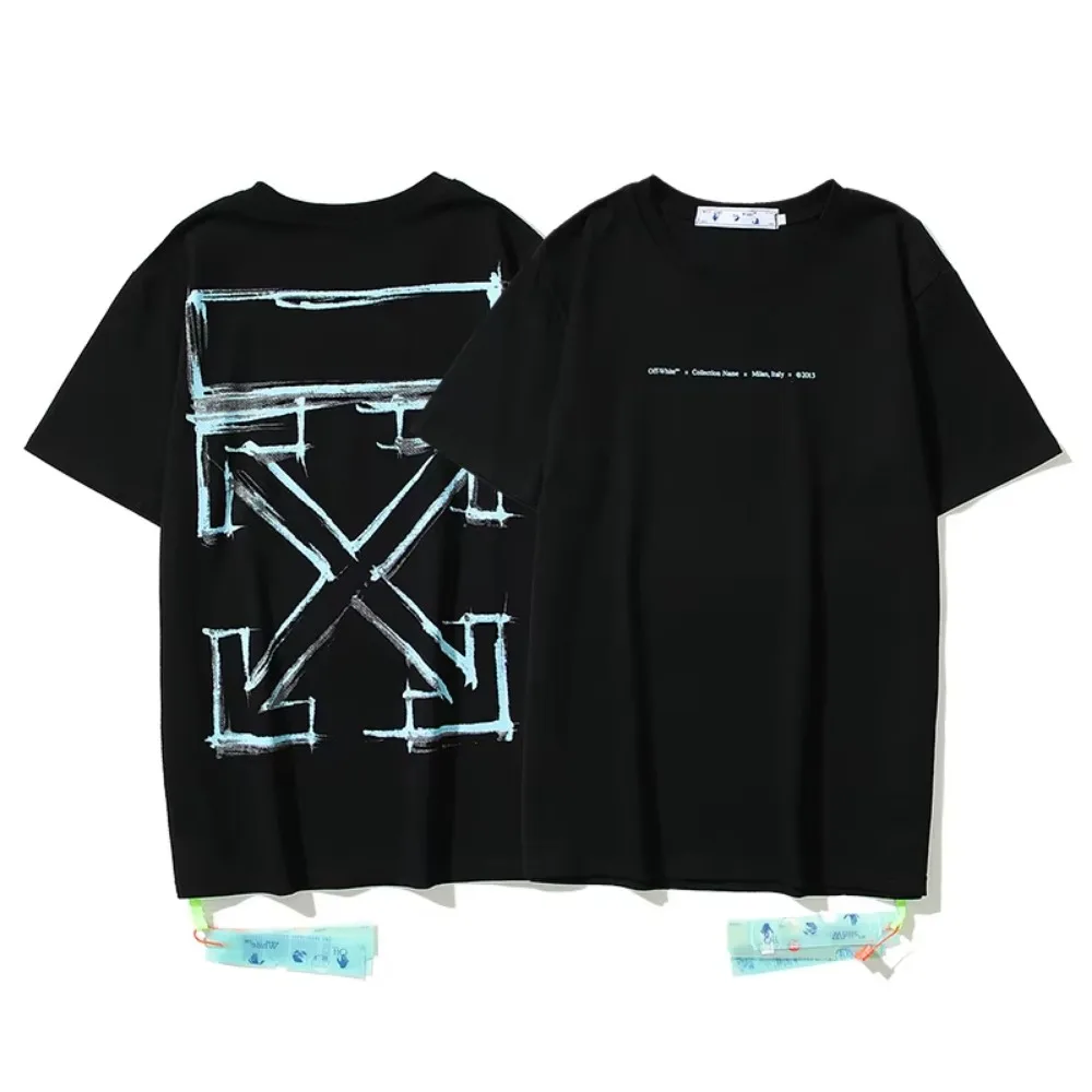 New Offs Wholesale High-quality 100% Cotton White Custom Brand Men T-shirts with Print Short Sleeve Unisex White T-shirt