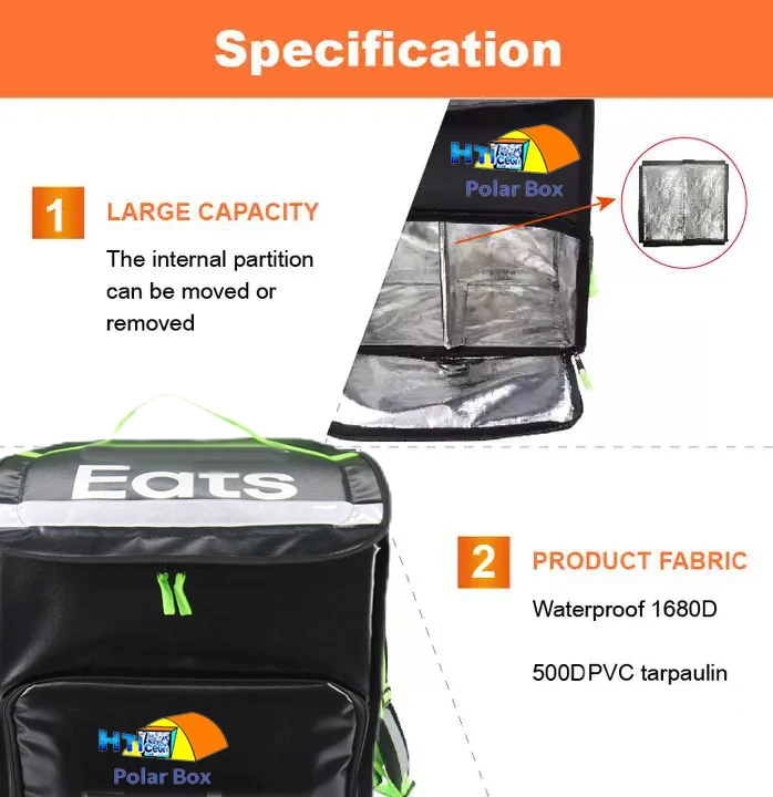 Custom Insulated Food Delivery Bag Pizza Delivery Backpack Bag Box Soft Sided Cooler Bags with Plastic Feet