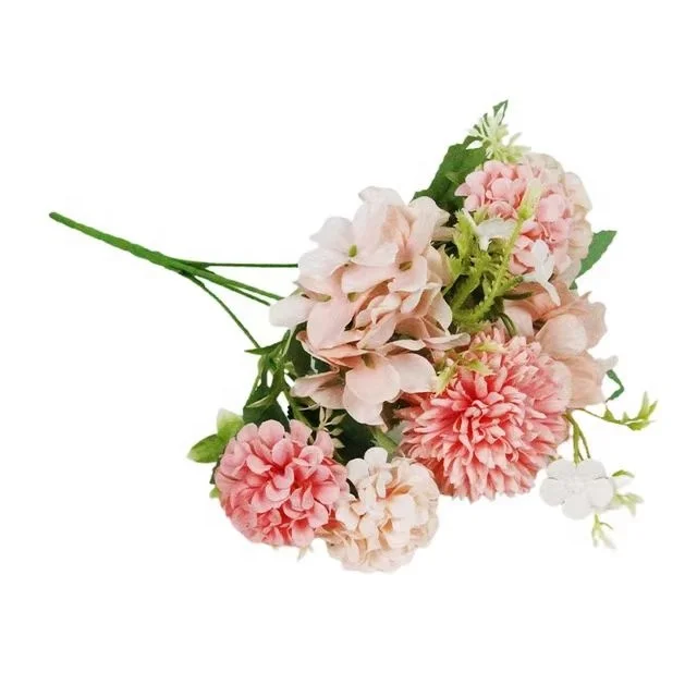 Lusiaflower высокое качество заводская цена комплект из 5 вилок цветов гортензии и хризантемы для домашнего свадебного декора