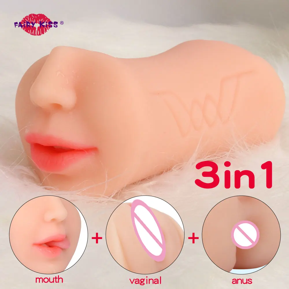 3 In 1 Male Masturbator Realistic Pocket Pussy 3d Vagina And Tight Ana Deep Throat Oral Sex Doll Sex Toys For Men Male