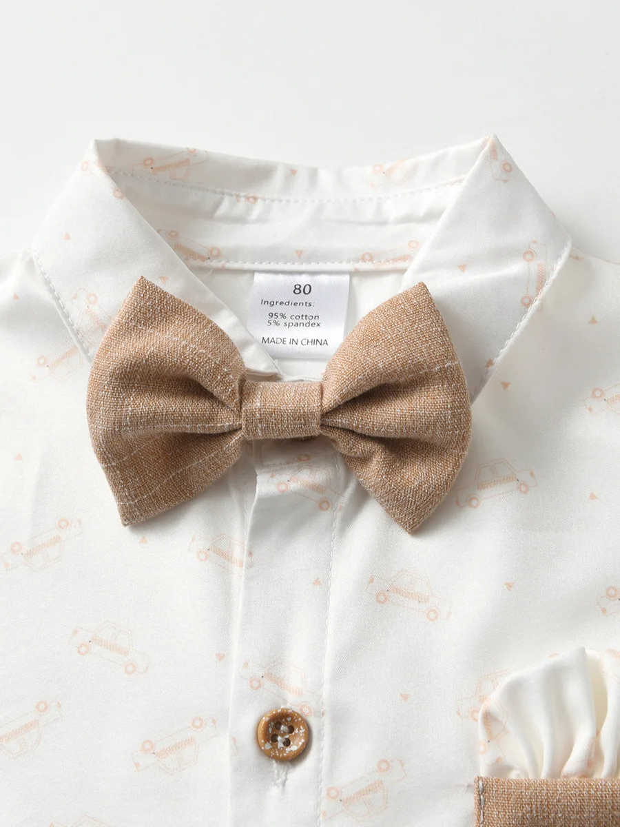 Hot Sale Handsome Boys Clothing Sets Vintage Suspenders Spring Autumn Long Sleeve Suits for Birthday Party Evening Performance