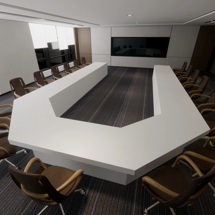 U Shape White Conference Table for 24 Persons Modern Conference Wood Conference Room Table and Chairs