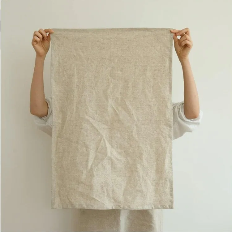 Wholesale Solid Cotton Linen Hemp Tea Towels Large Size Cloth Napkins For Kitchen