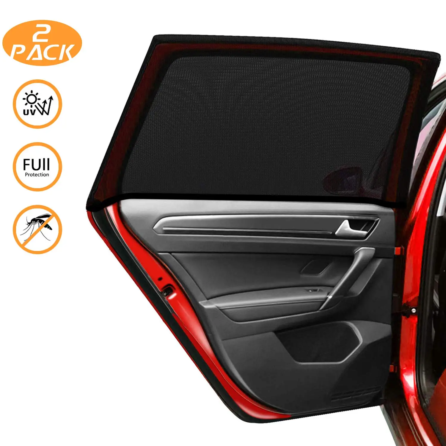 2 Pack UV Protection Car Sunshade Anti-mosquito Car Window Sunshade For Car Sedan SUV MPV Summer Net Mesh Sun Shade Curtain