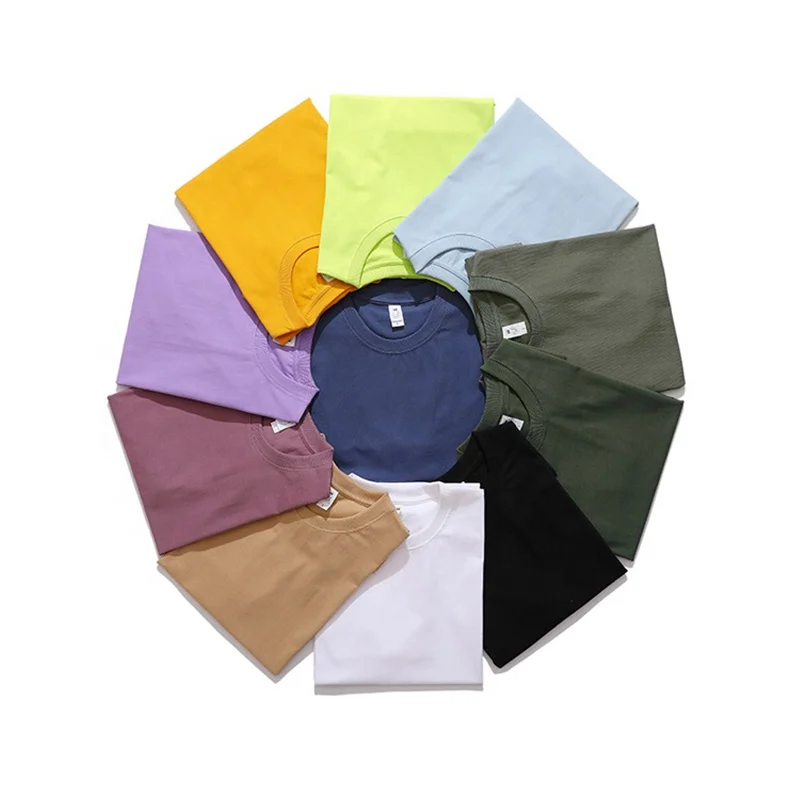Китайская Фабрика пустой 250 Gsm Футболка Пима сплошной цвет тройник топы Падение плеча короткий рукав Тяжелая футболка