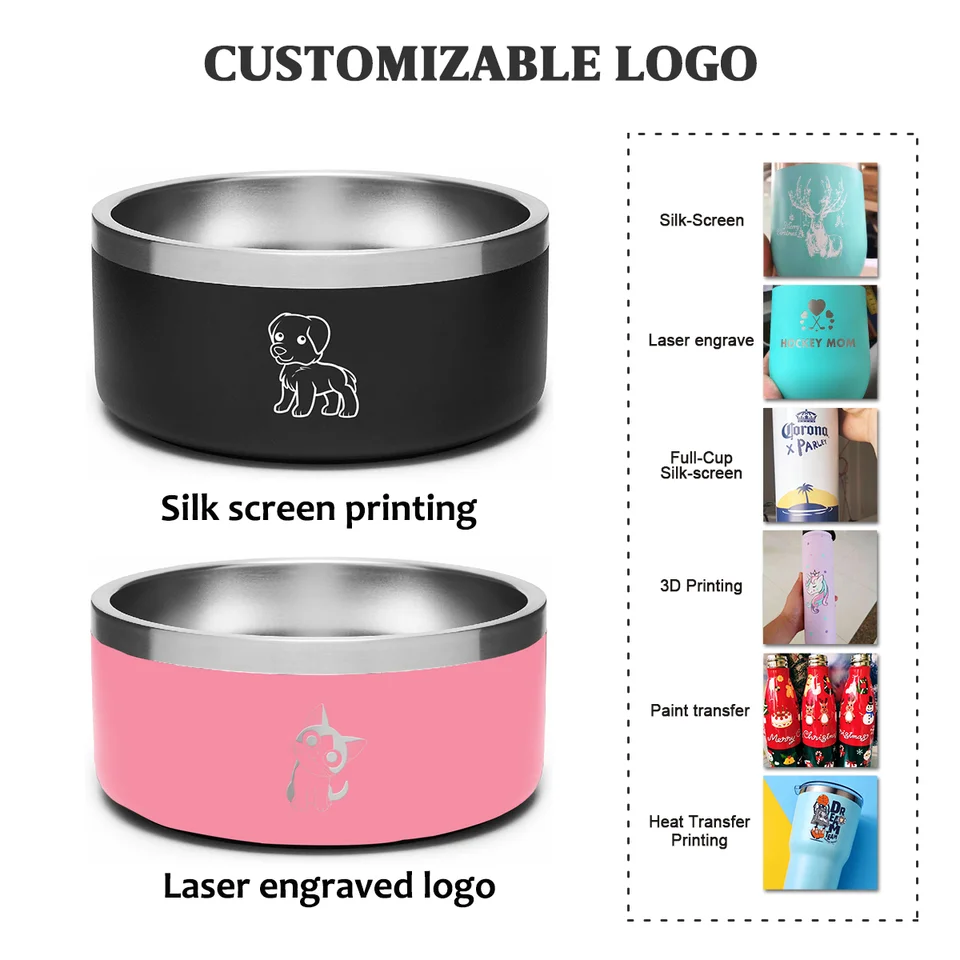 32oz 64oz Double Walled Stainless Steel Pet Food Bowl Vacuum Insulated Dog Bowl with Non-Slip Grip