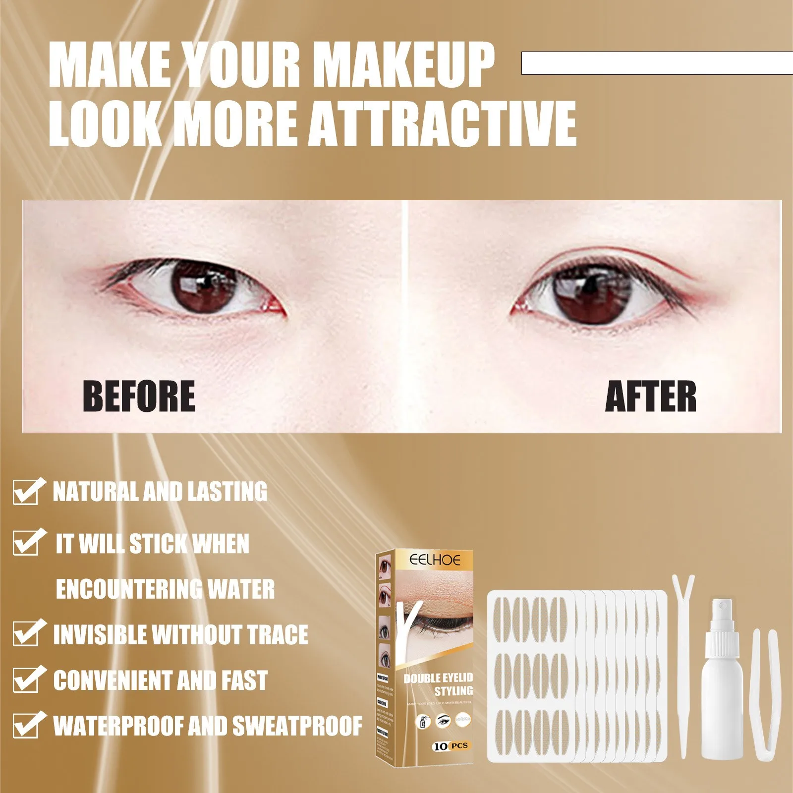 Wholesale waterproof invisible adhesive lace double eyelid sticker fitness all eye tape glue-free double eyelid tape