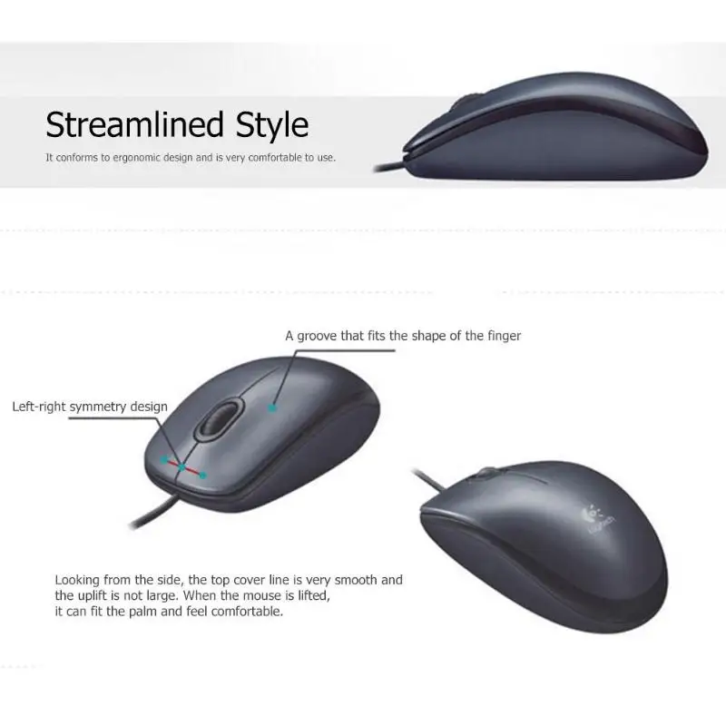 Мышь Logitech M90 Проводная черная для настольного компьютера и ноутбука проводная