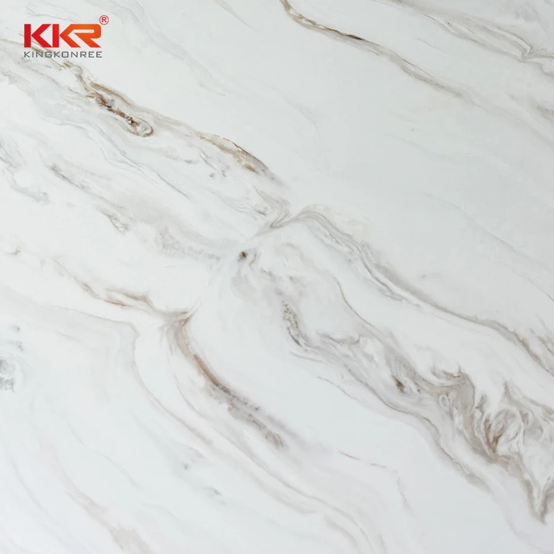 KKR 6-30mm Hot sell Zero Silica Artificial Stone Textured Marble Acrylic Solid Surface Sheets for Countertops/ Tabletops