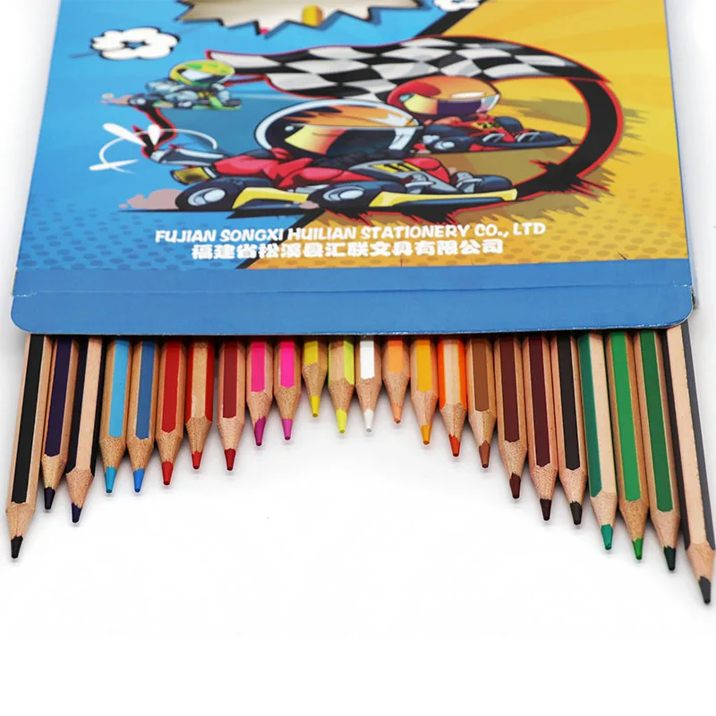 honghu colour pencil 3.0mm high quality lead scolorful stripe penil set wood pencil oem logo for Children Bulk Deformation Color