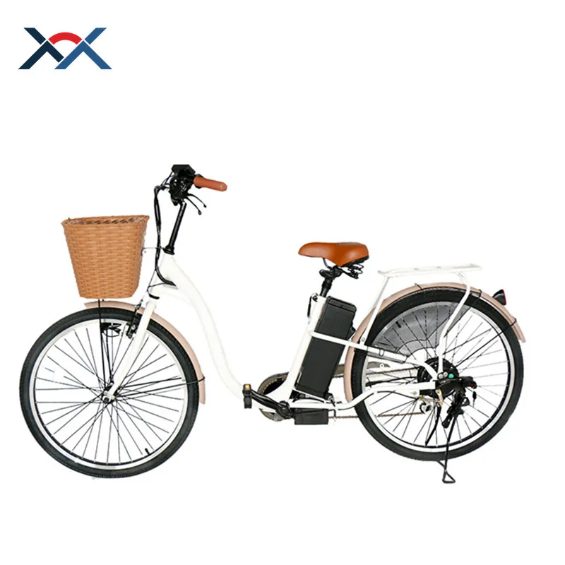 Newest cheap female city ebike 48V 250W Motor 10Ah lithium battery electric city bike with big basket