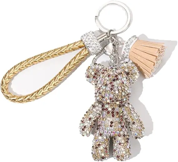 Yirun Cool Diamond Bear Design Pendant Keychain Creative Mini Claw Crane Arcade Machine Keyrings Gifts