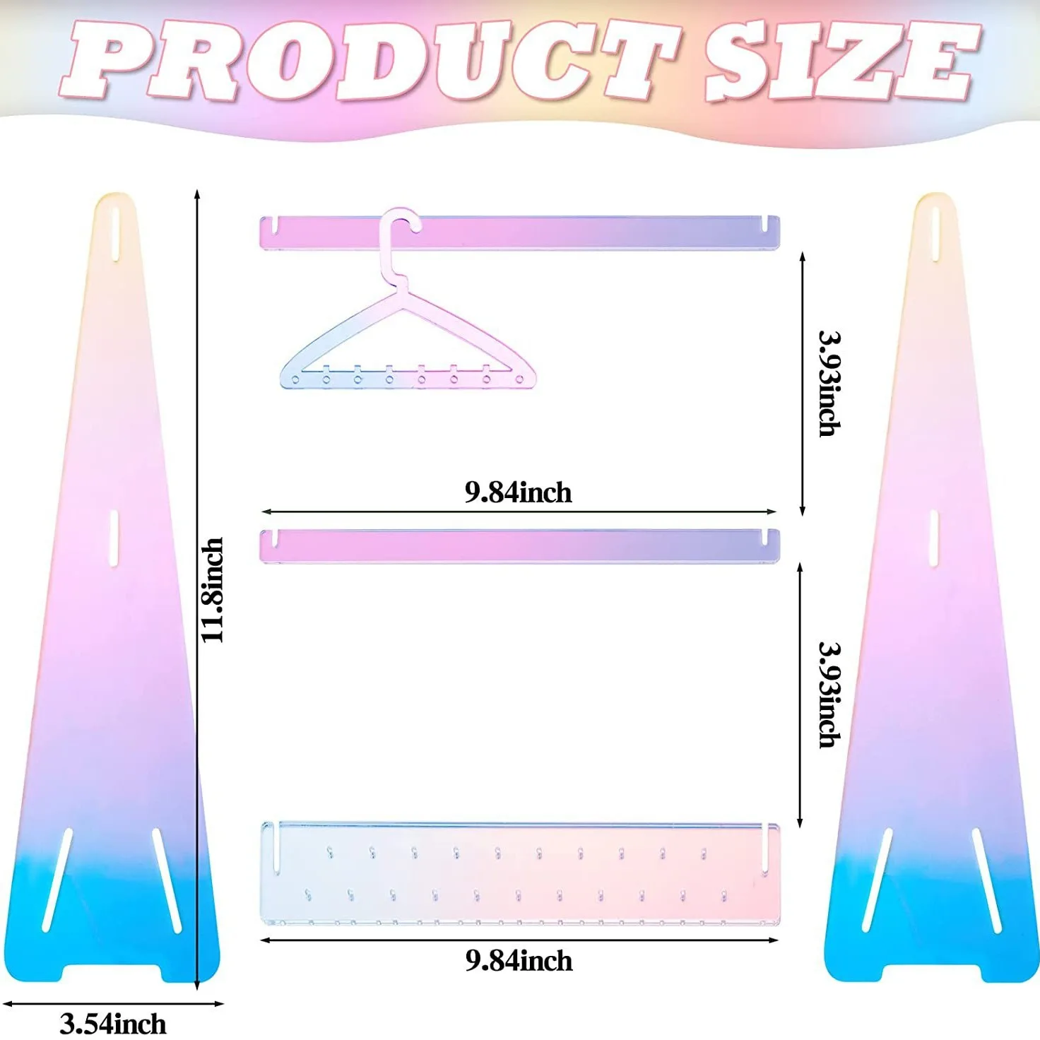 Detachable Iridescent Acrylic Earring Display With Hangers Jewelry Organizer Acrylic Earring Hanger Ear Stud Holder for Earrings