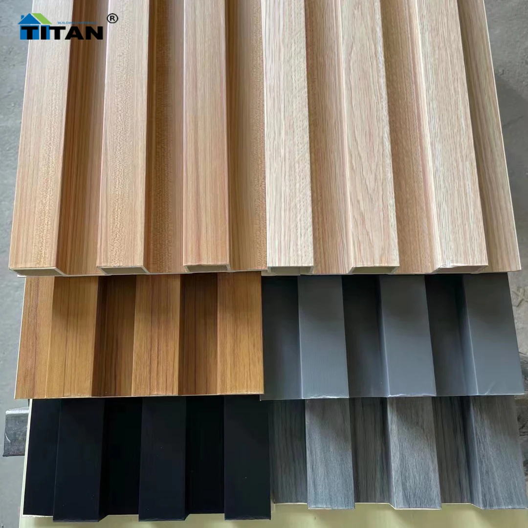 Mexico Outdoor Fluted Wall Panel Pvc Madera Walnut Wood Panel Lambrin Pvc 16Mm