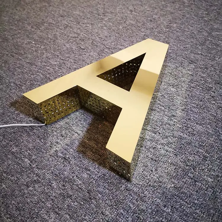 3D Stainless Steel Gold Punching Holes Led Channel Letter Sign Letter Sliver Channel Letters