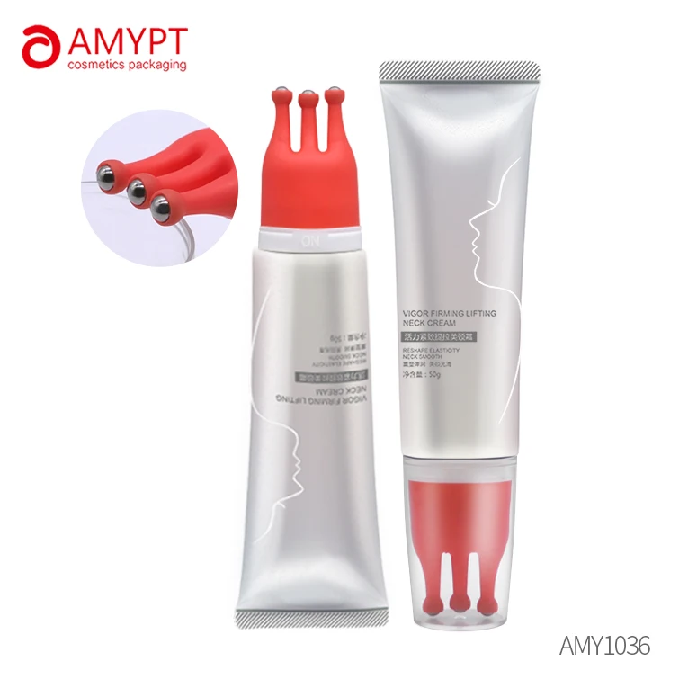 cosmetic primary packaging plastic tube with massage applicator for hair skin