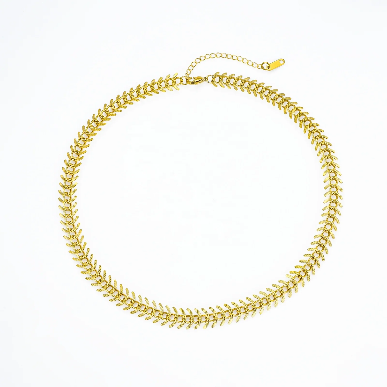 Custom Fashion Jewelry 18K Gold Plated Stainless Steel Spike Leaf Nail Personality Necklace Cuban Chain Necklace For Women