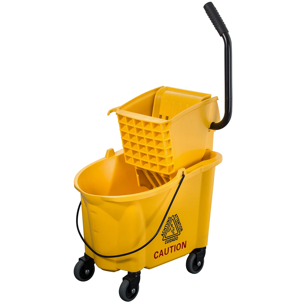Коммерческая Желтая Пластиковая Швабра 36 л ведро для уборки с колесами