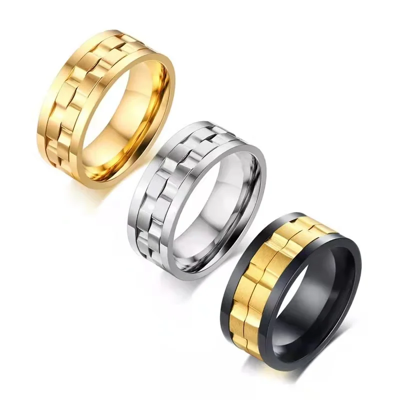Rotating 9mm rotary ring men titanium steel men rings for men