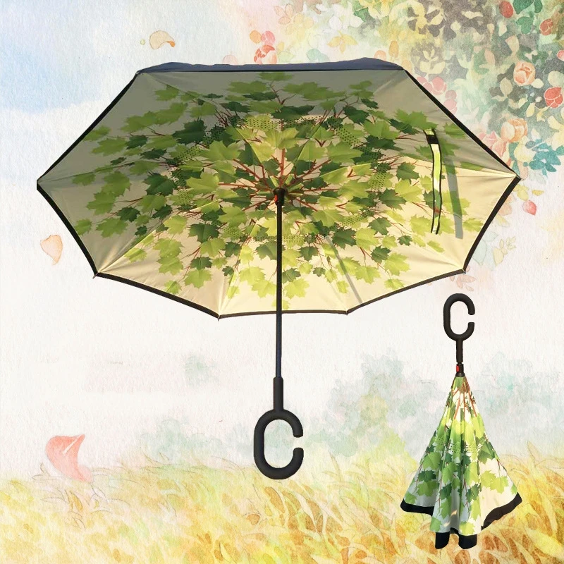 Upside Down Umbrella Automatic Open Close 150cm Large Size Sun Uv Windproof Custom Umbrellas With Painting