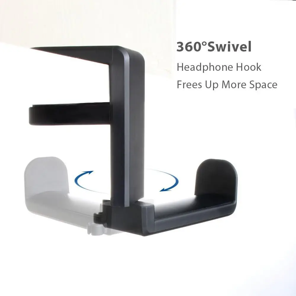 Storage Rack Adjustable Black Aluminum clamp Headphone Gamepad Hanger Under Desk Headset Holder
