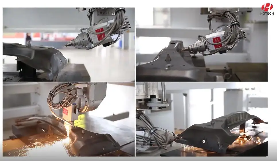 HGTECH Laser Cutting Application and Farms Applicable Industries Sheet Metal 3D 3 Axis 5 Axis Fiber Laser Cutting Machine