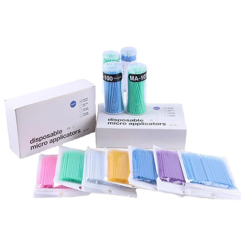 Hot 10cm plastic handle microbrush applicators eyelash micro brush swabs for eyebrows Eye Dental Lashes Eyebrow Personal care