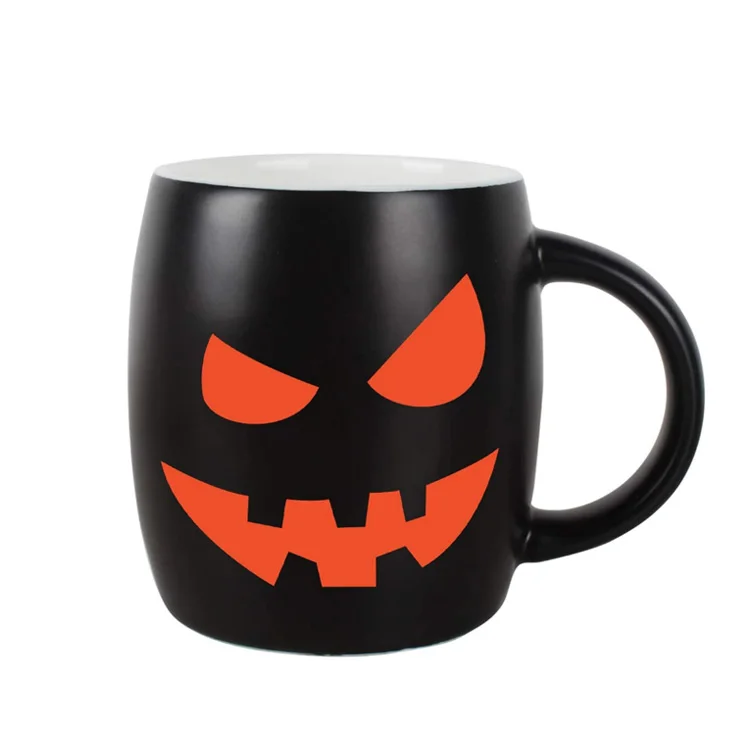 Черная Керамическая Пивная кружка на заказ для Хэллоуина, подарки, овальная чашка для кофе и чая с лицом тыквы JACK