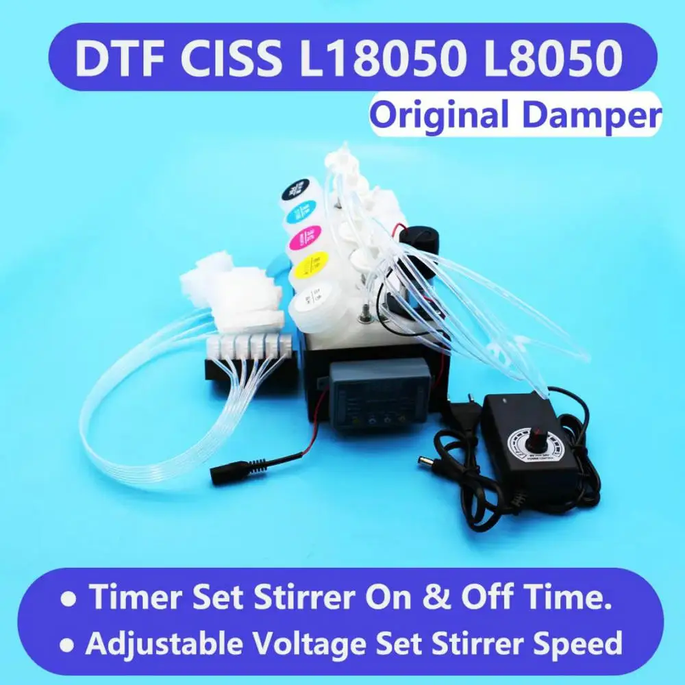 L18050 Ciss Ink System L8050 Bulk Ink Ciss Dtf Kit For Epson L18058 L8050 White Ink Tank With Timer Stirrer Speed Blender Tool