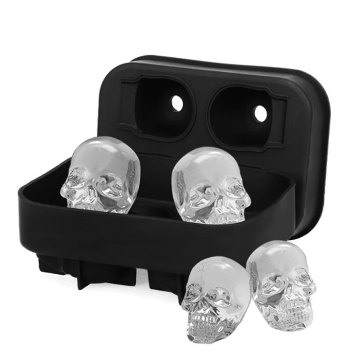 OEM ODM Custom Logo 4 cavity 3D Shape Food Grade Silicone Ice Cube Mold Maker Tray