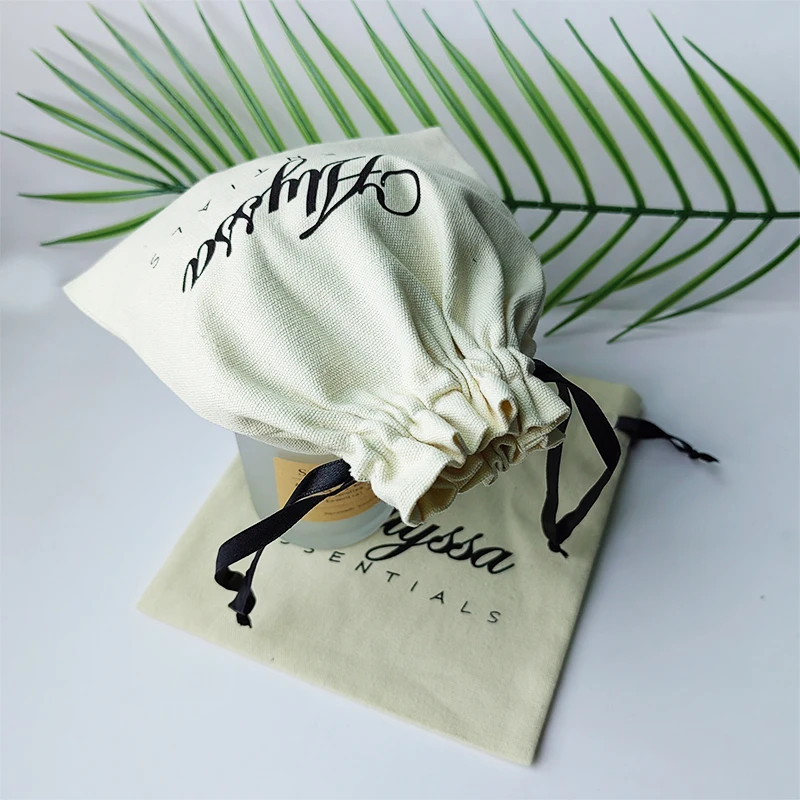 Custom Logo Printing Cotton  Cosmetic Skin Care Product Packing Bag High End Cotton Gift Makeup Bag