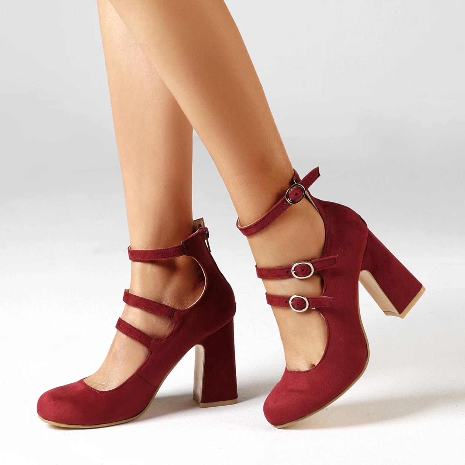 Dropshipping custom logo lolita shoes hot sale block heeled sandals PU big size mary jane pumps