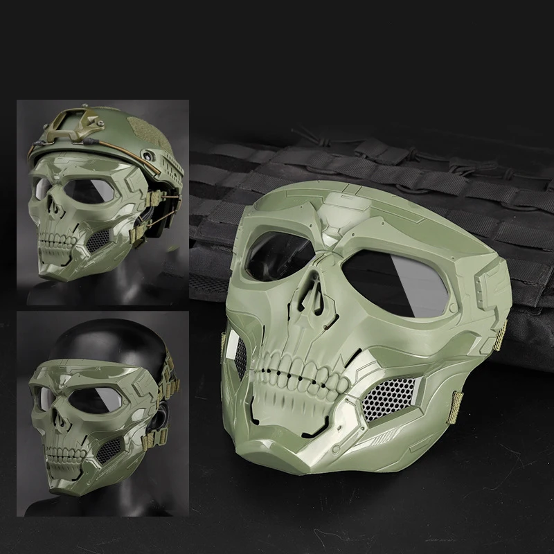 skeleton half full motorcycle tactical gear protective face paintball helmet mask