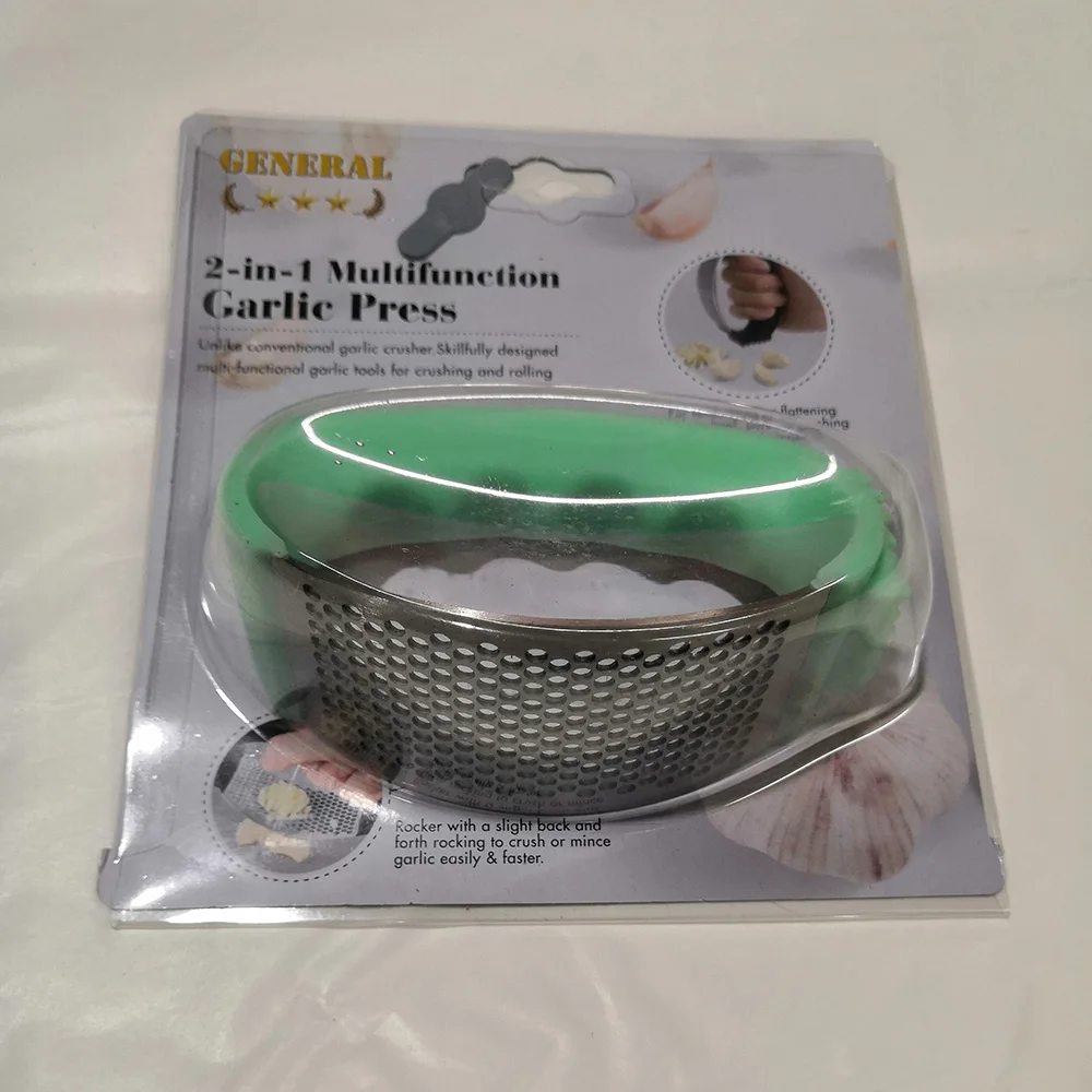 304 Stainless Steel Garlic Press 2-in-1 Garlic Masher And Meat Tenderizer Kitchen Cooking Tool Set