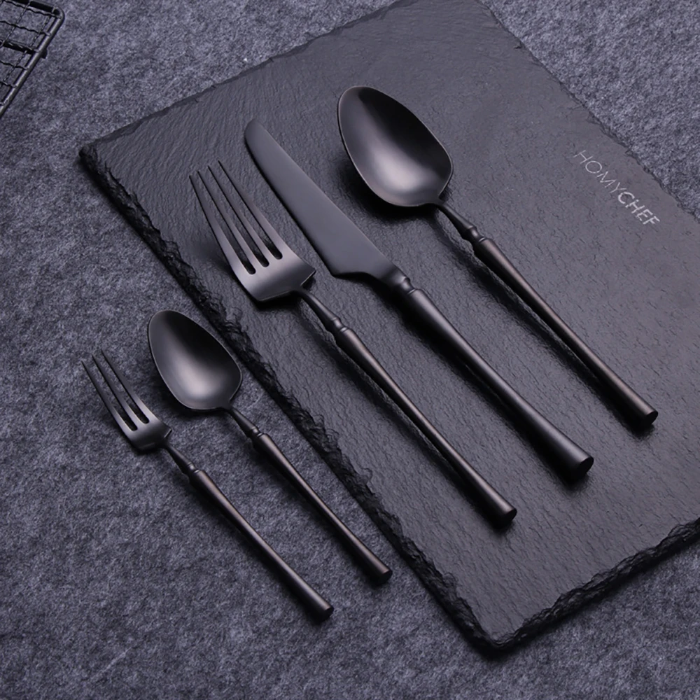 Luxury black fashionable wedding party stainless steel flatware set stainless steel kitchen cutlery