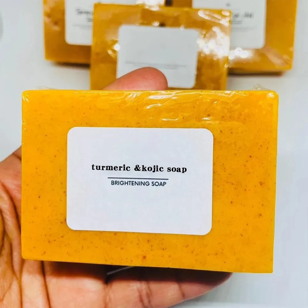 Private Logo Original Organic Natural Facial Dark Spots Remover Lemon Turmeric Kojic Acid Brightening Soap Bar