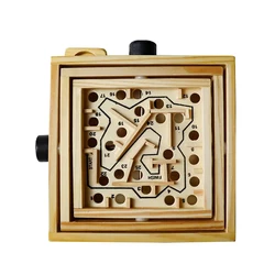 Small Balance Board Game Table Maze Labyrinth Game Wooden Maze Game with Two Steel Marbles For Children