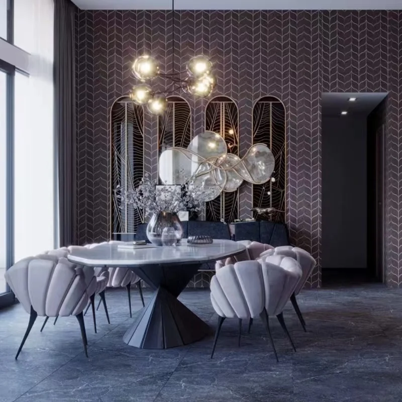 New style Artistic petrified wood table meeting room marble top wood dining table