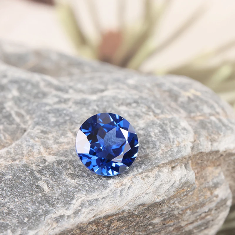 Blue color Round Lab Sapphire Gemstones AGL Certified Fine Jewelry Loose  gems 5A Grade Lab Grown Sapphire