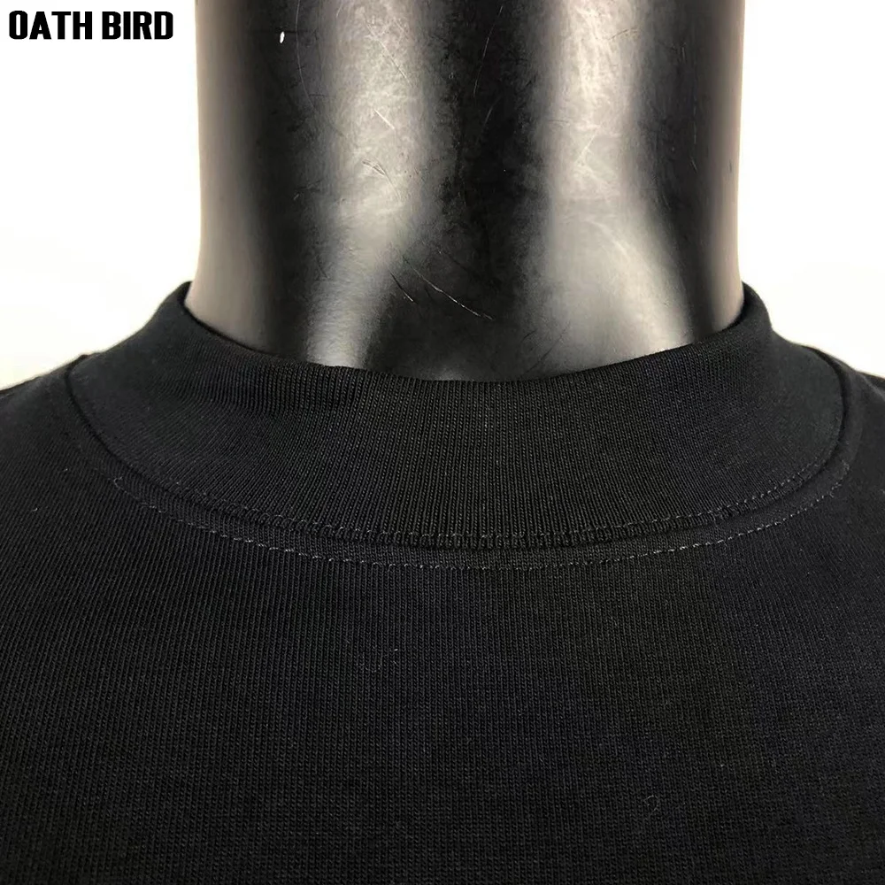 Mock Neck Boxy Luxury Drop Shoulder Heavyweight Tshirt 100 Cotton 300Gsm Thick High Collar Oversized Tee Custom T Shirts For Men